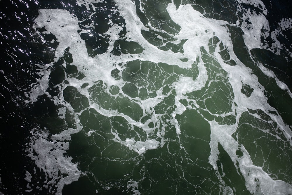 an aerial view of a body of water