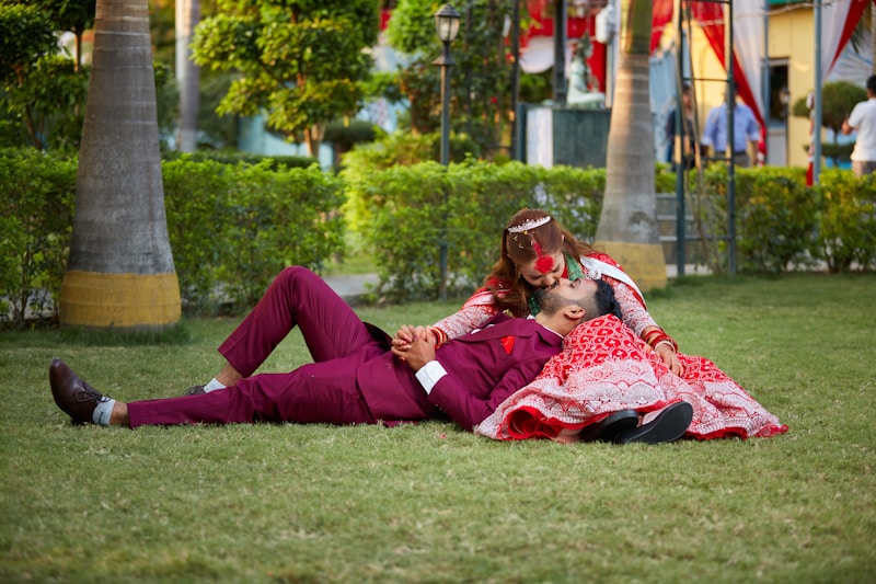 Romantic couple on the grass