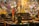 A vibrant scene depicting a traditional ceremony with a priest holding ritual items, surrounded by an appreciative crowd. The atmosphere is filled with smoke and warm lighting, creating a spiritual and festive ambiance.