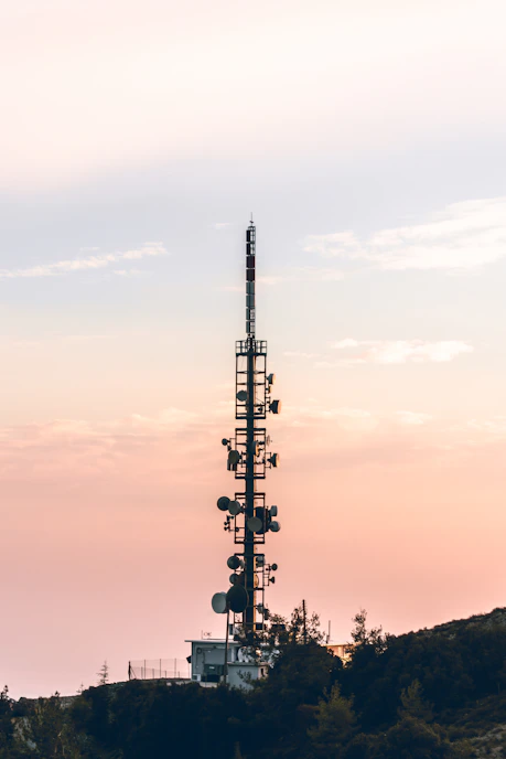 a tall tower with a lot of lights on top of it