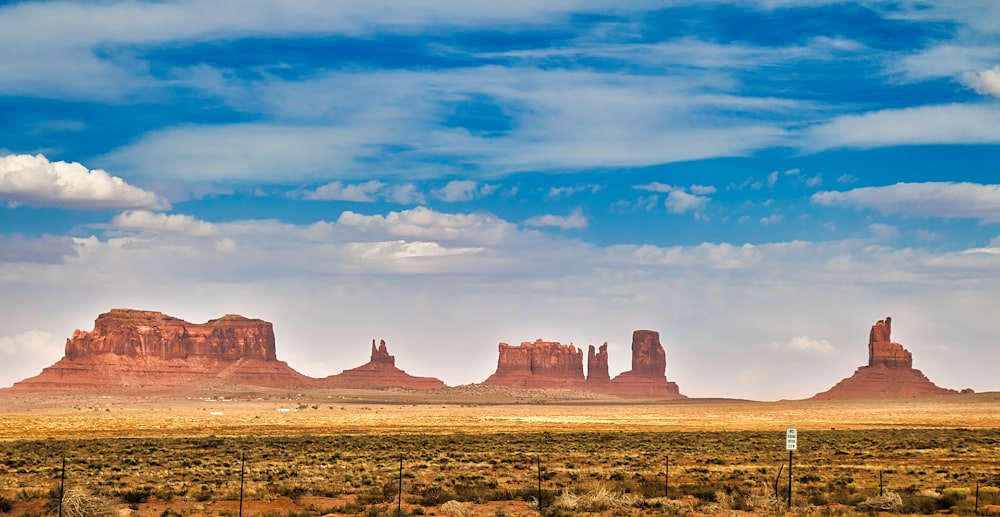 Una vista panoramica del deserto con le montagne sullo sfondo