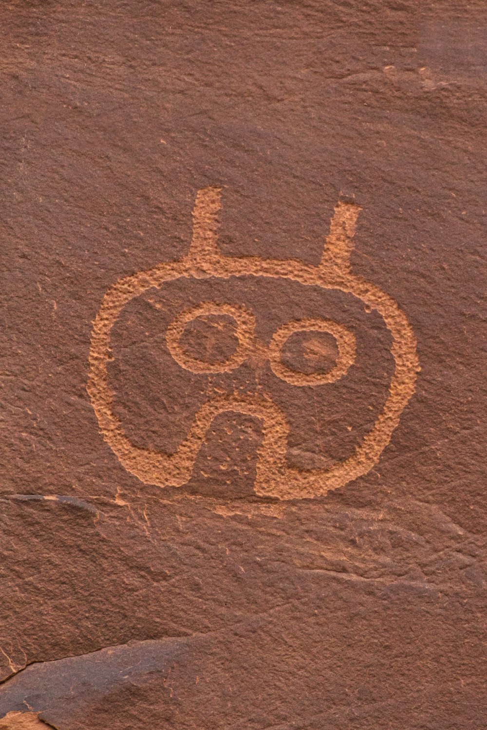 a rock with a drawing of a face on it