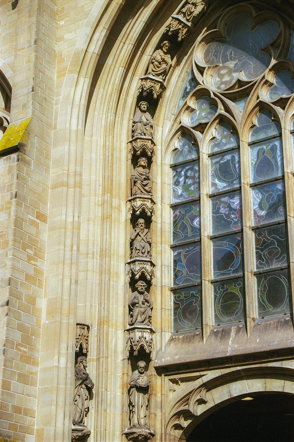 a church with a large stained glass window