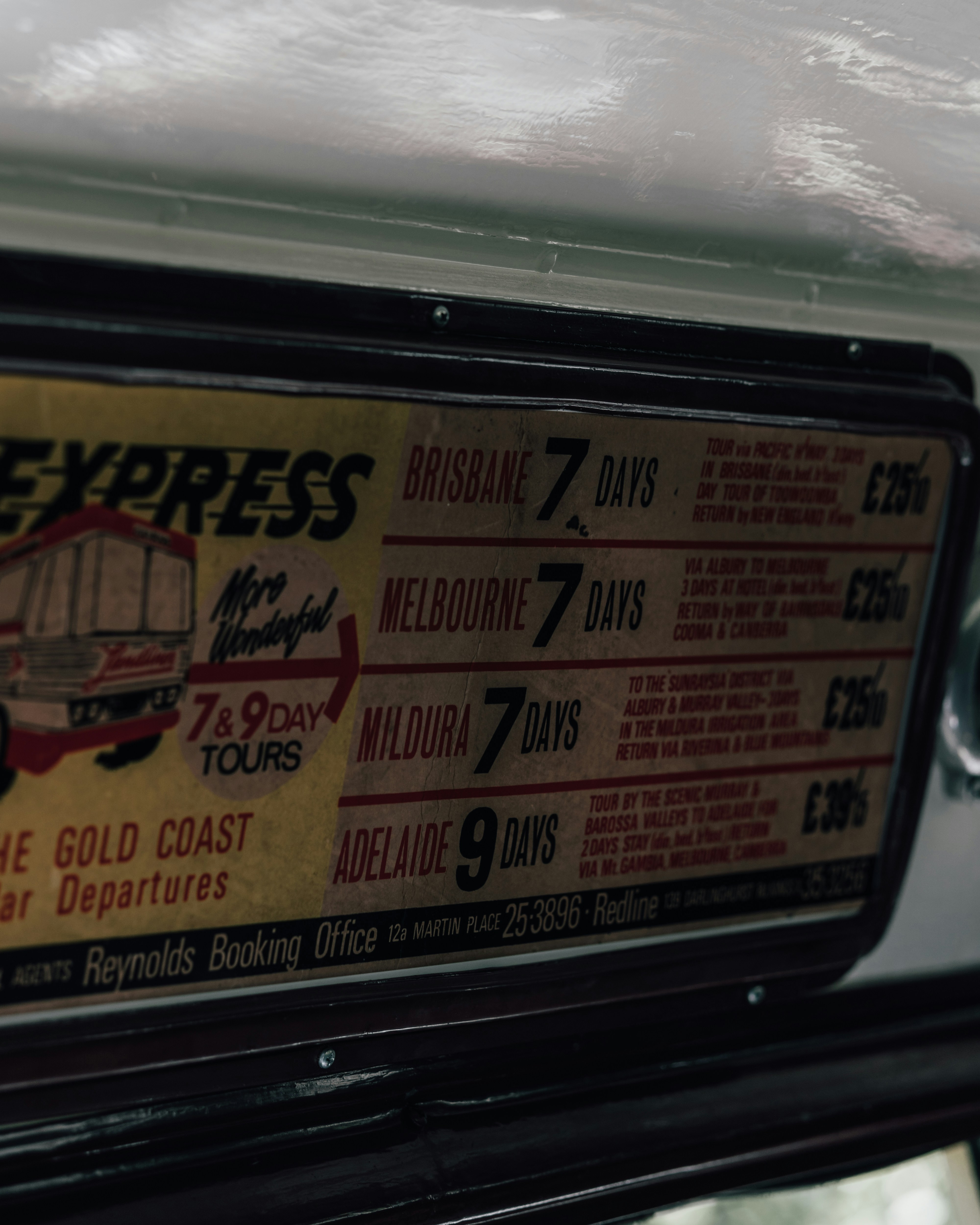 a close up of a sign on a vehicle