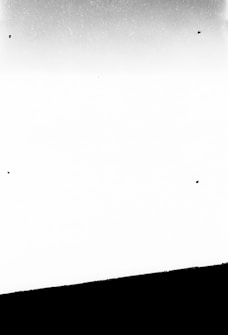A high contrast abstract image featuring a gradient from black to white, with dark speckles scattered throughout. The bottom portion is solid black while the upper section transitions to a lighter shade, giving it a dramatic and minimalist appearance.