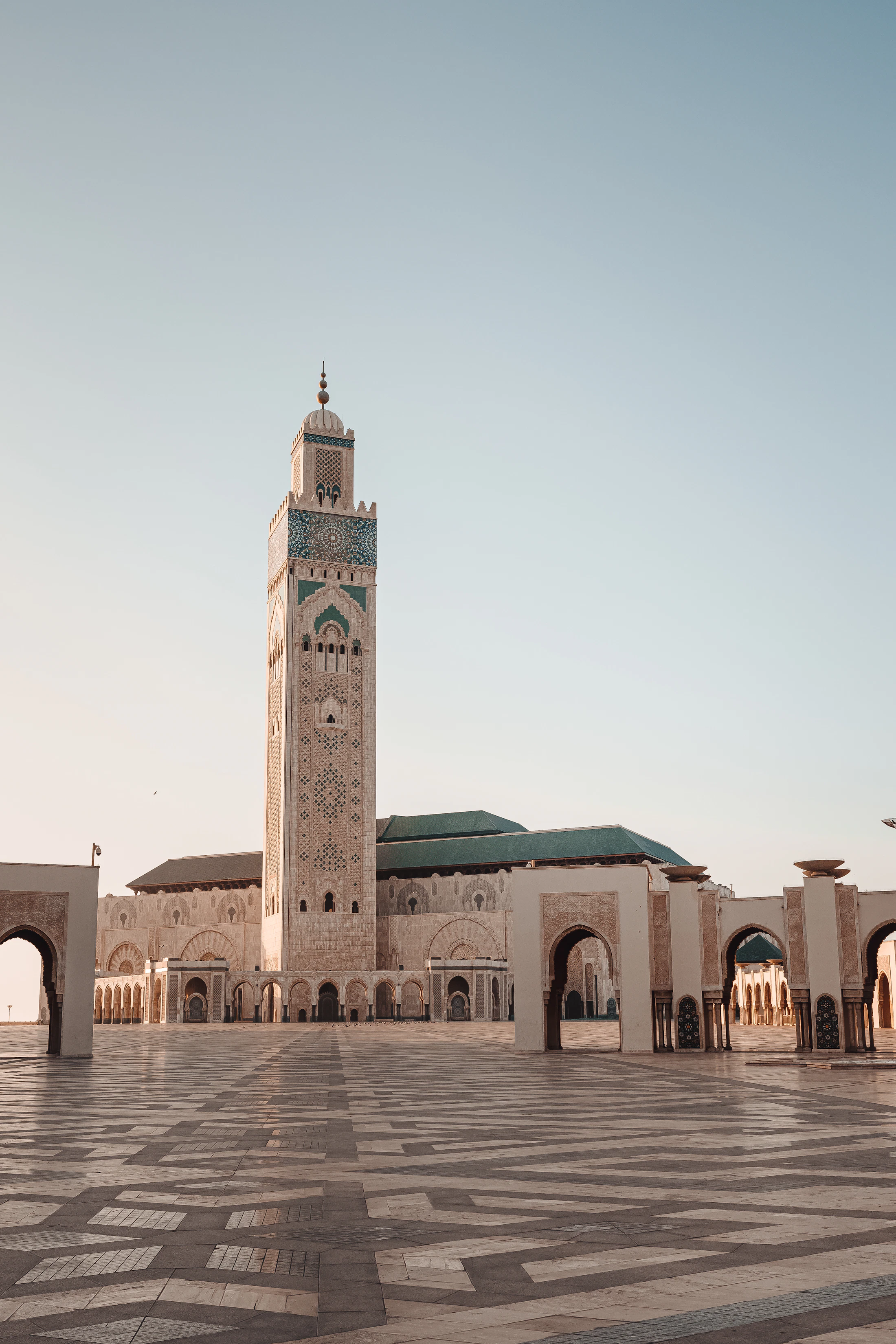 Hassan II Mosque beside the Atlantic Ocean in Casablanca