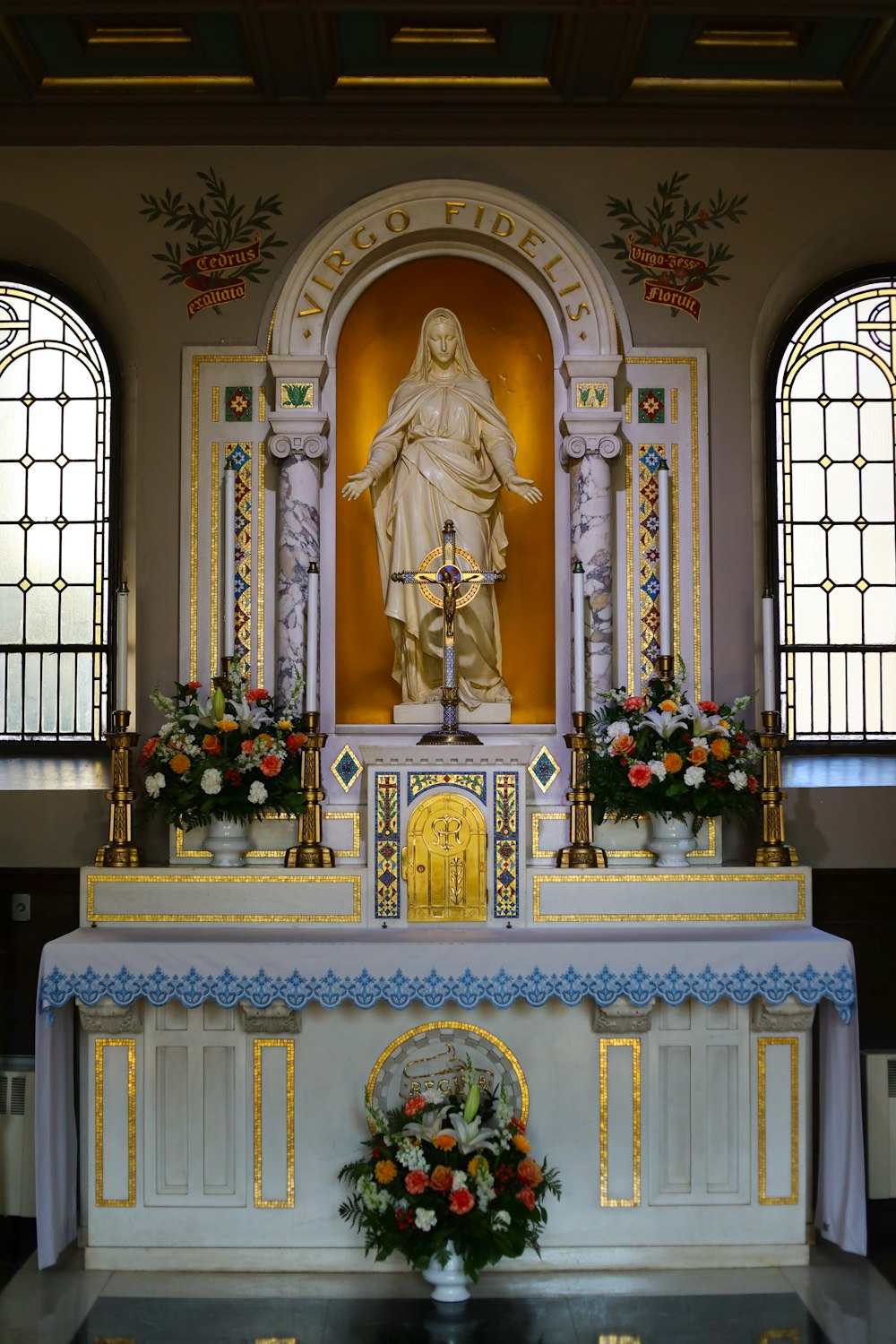 a statue of a person in a church