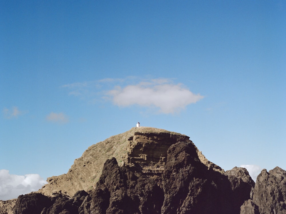 a person standing on top of a mountain