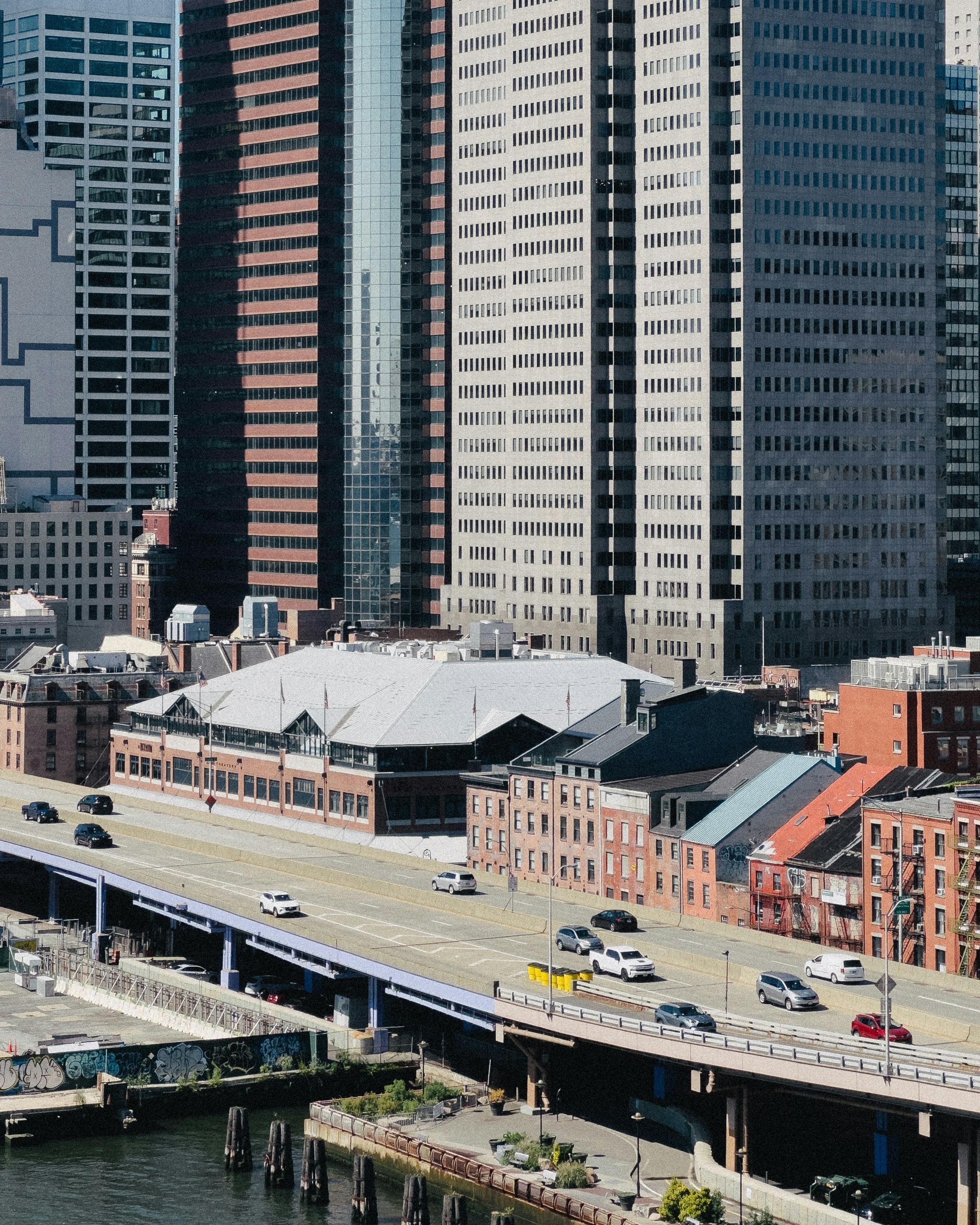 a view of a city from a bridge