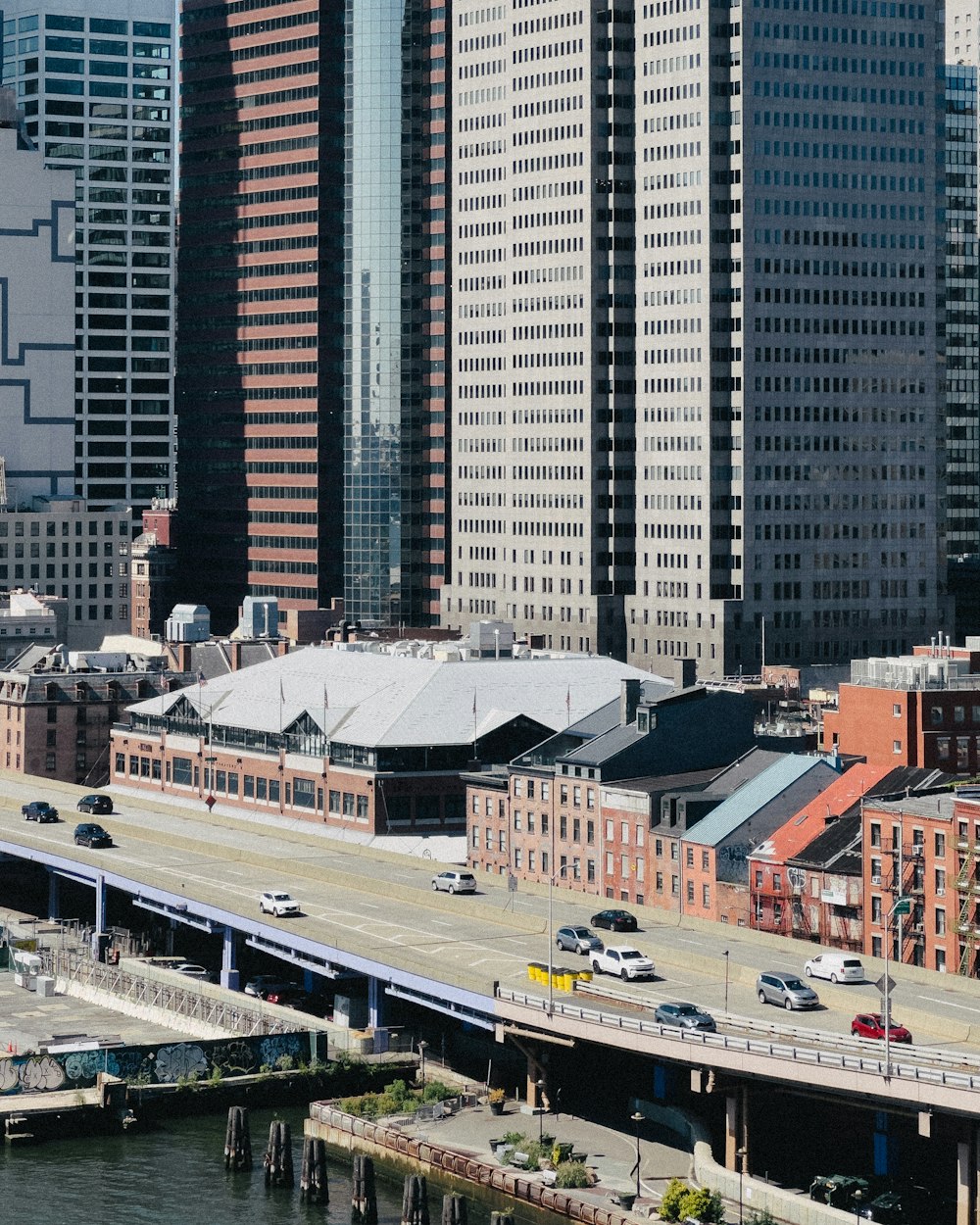 a view of a city from a bridge