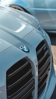 a close up of the front grille of a sports car