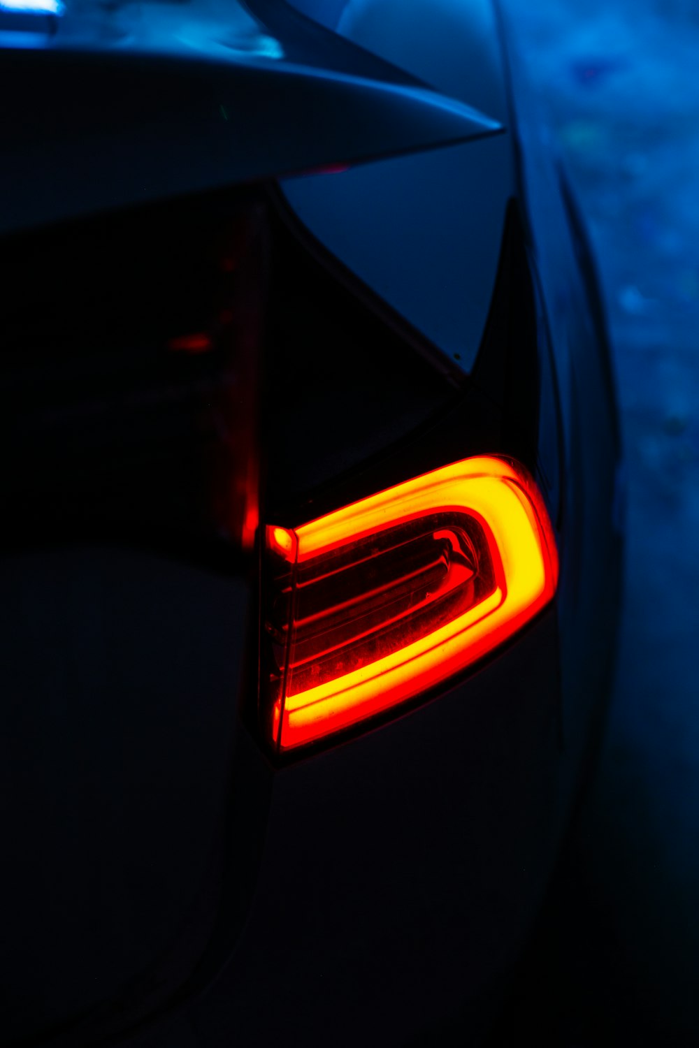 a close up of a car's tail light