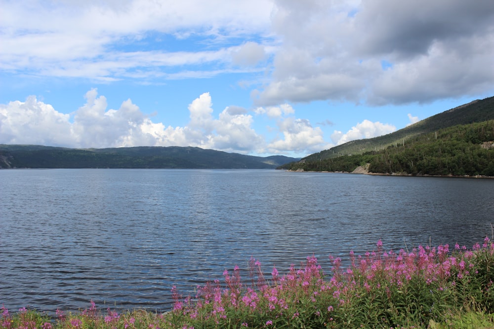 un grand plan d’eau entouré de montagnes