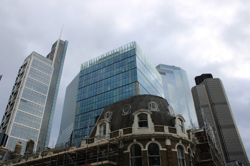 a building with scaffolding around it in a city