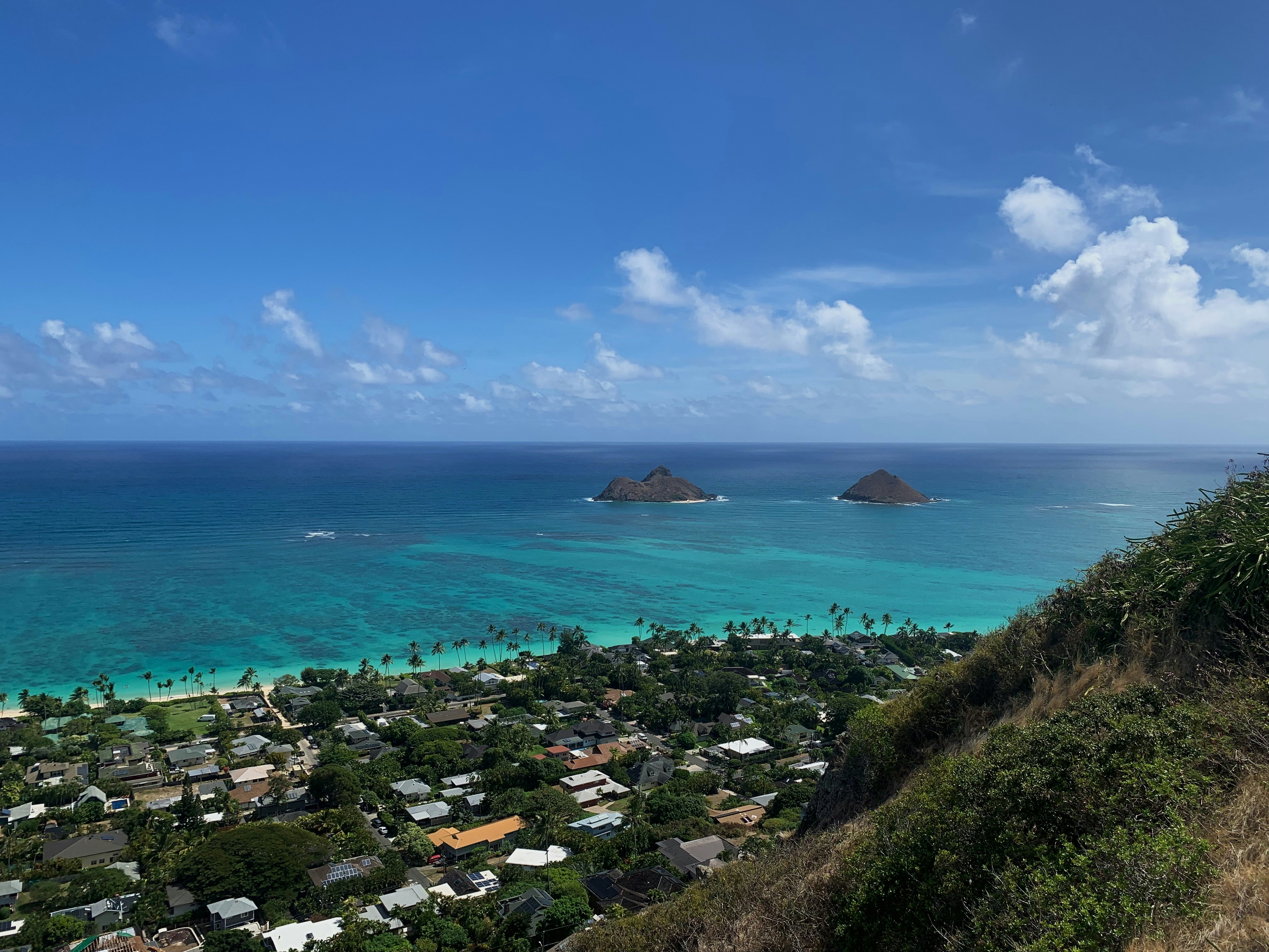 A view of the ocean from a hill photo – Free Kailua beach park Image on ...