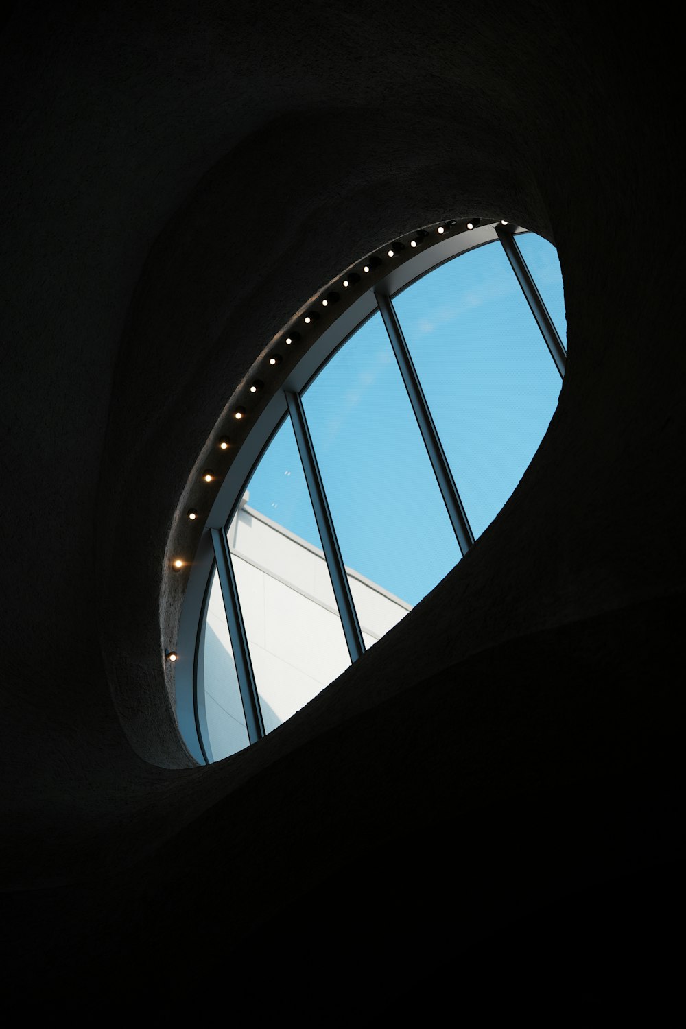 a round window in the side of a building