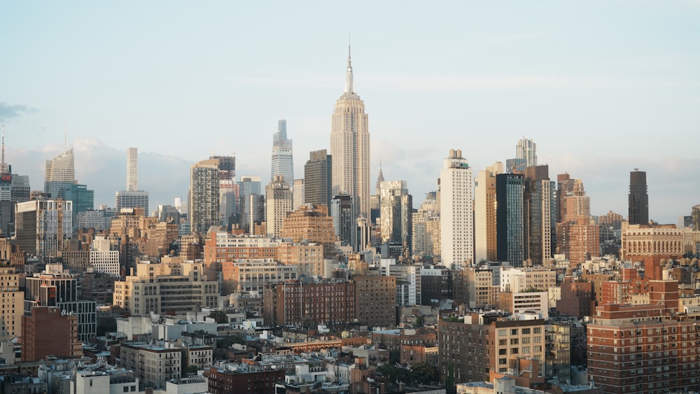 a view of a city with tall buildings