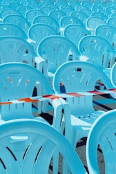 Accessories for event seating displayed neatly.