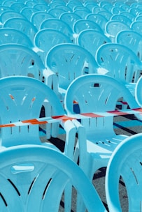 Accessories for event seating displayed neatly.