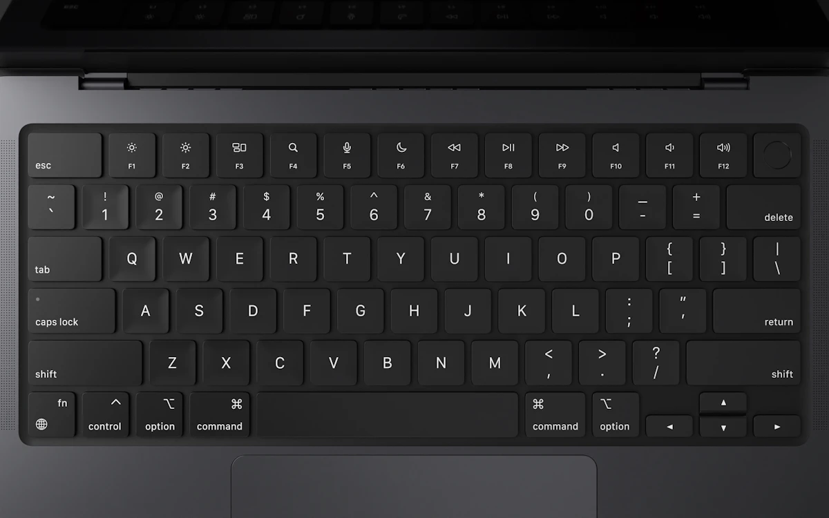 Close-up of a black laptop keyboard