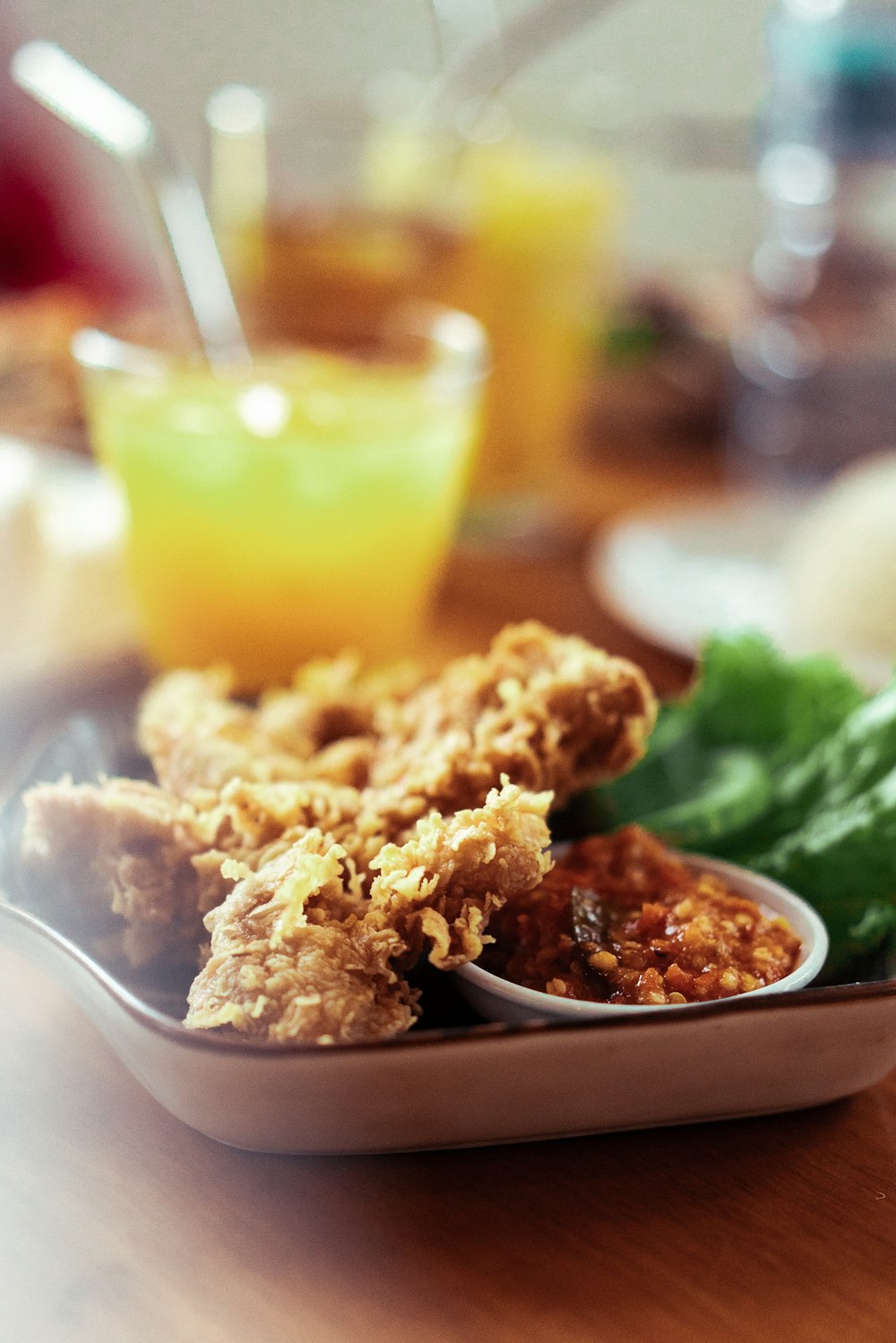 a close up of a plate of food on a table