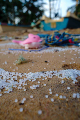 Eco-friendly plastic pellets used in sustainable manufacturing.