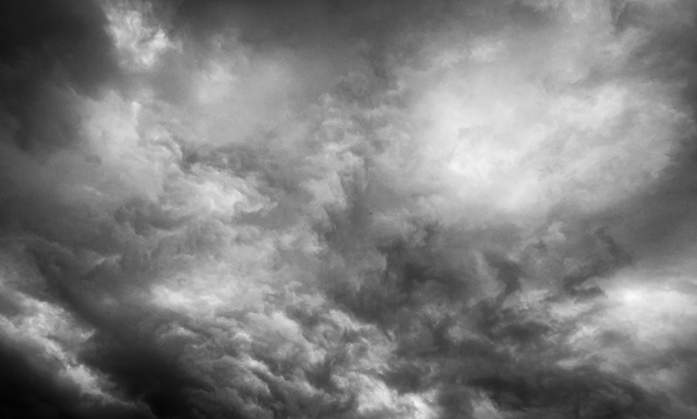 a black and white photo of a cloudy sky