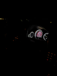 Interior car dashboard illuminated by bright, crisp Plaser LED lights with no warning lights on the panel.