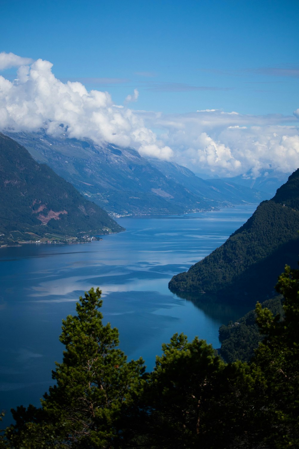 a large body of water surrounded by mountains