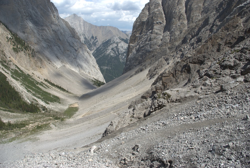 a view of a mountain valley from a high point of view