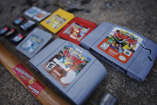 Close-up of a colorful stack of custom retro game cartridges ready for shipment.