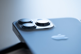 Close-up of an Apple device highlighting its sleek design.