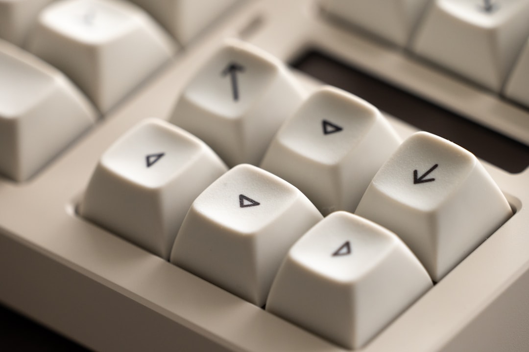 a close up of a white computer keyboard, TENET 70 by Metakey