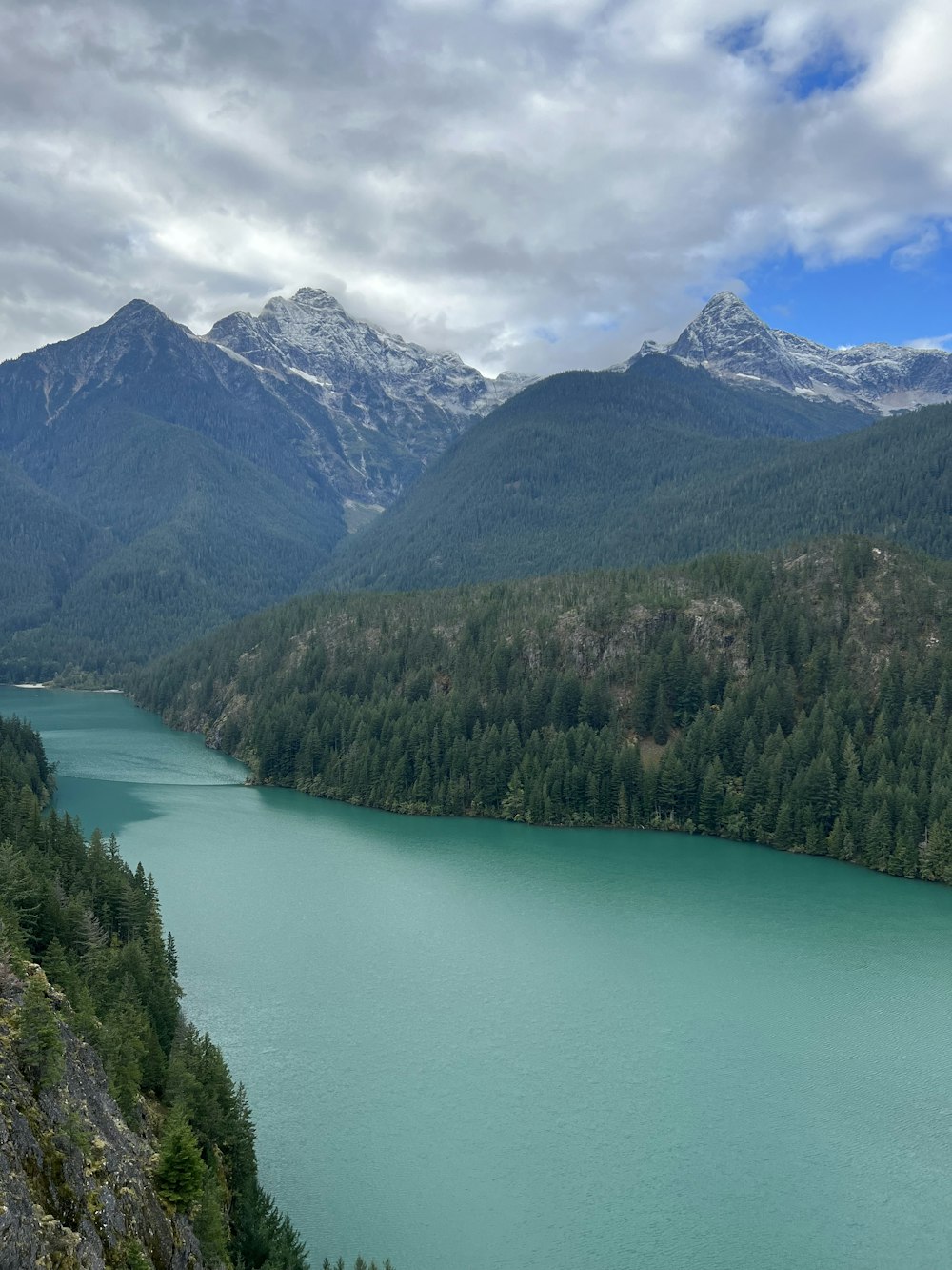 a large body of water surrounded by mountains