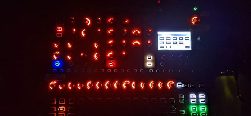 A sleek dark cyberpunk control panel with neon green glowing input fields and animated particle effects.