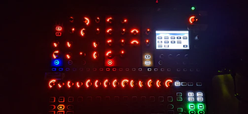 The command center UI with a holographic headline and mode selector glowing softly in cobalt blue.