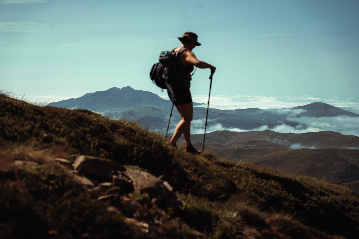 Woman on a mountain trail