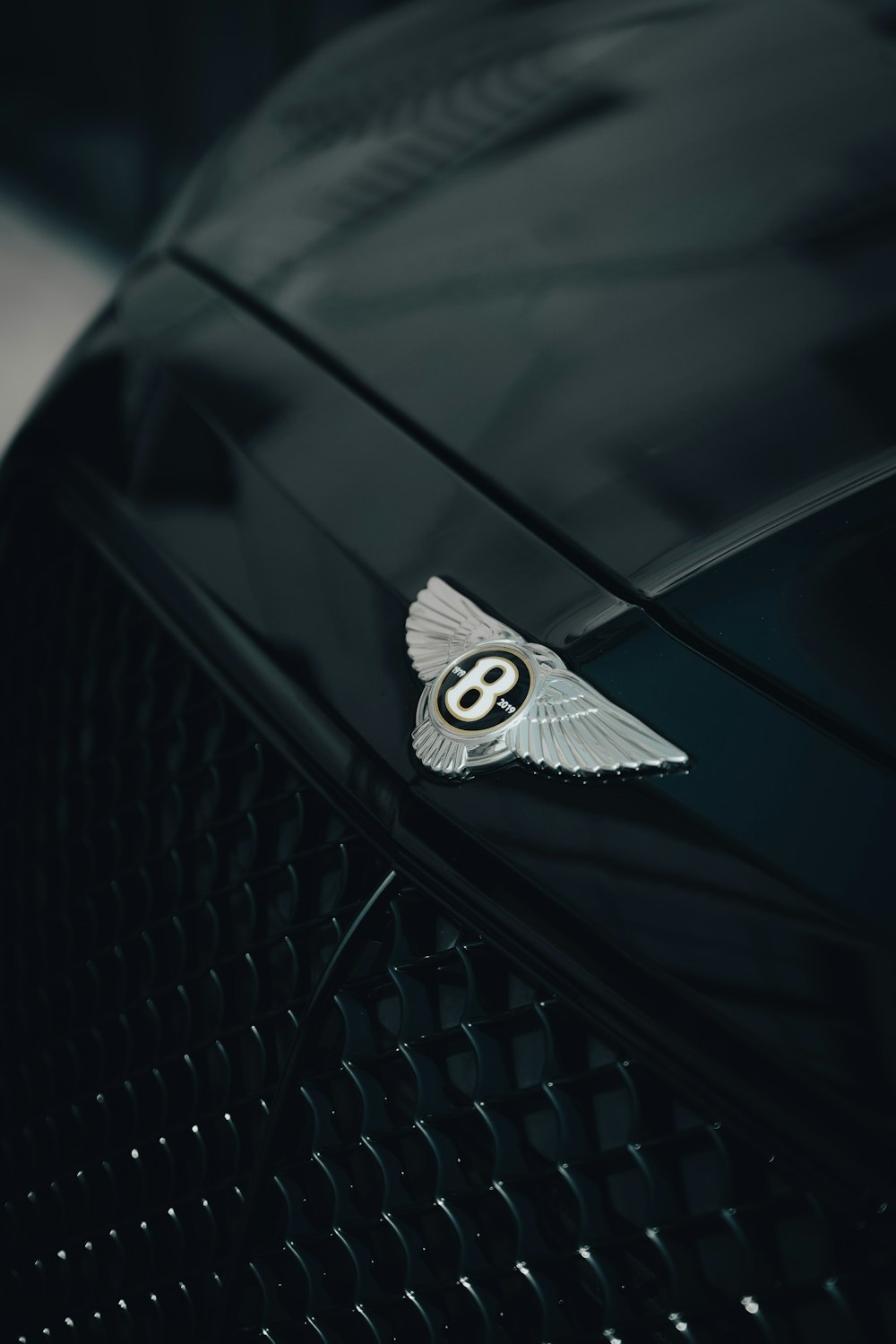 a close up of a bentley logo on a car