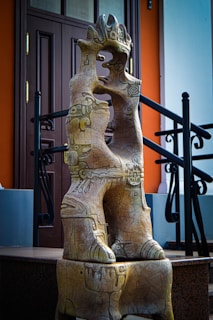 A unique custom statue installation adding character to a home entryway