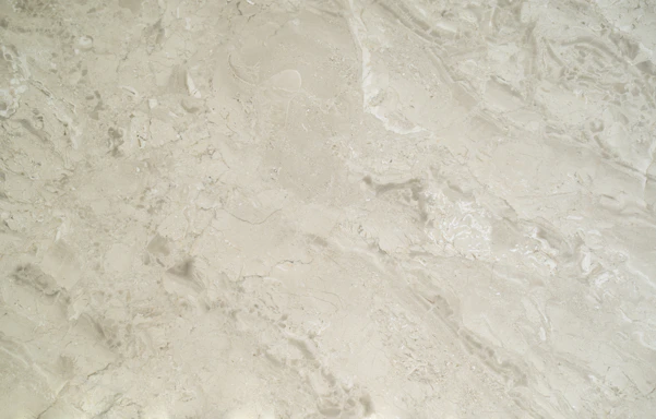 A close-up of polished marble countertop with elegant veining under soft natural light.