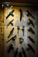 Museum exhibit featuring a collection of authentic Viking jewelry and weaponry.