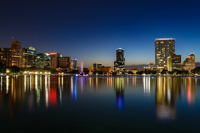 Downtown Orlando skyline at Lake Eola