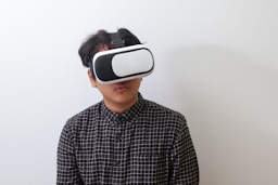 a man wearing a virtual reality headset