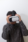 a man wearing a virtual reality headset
