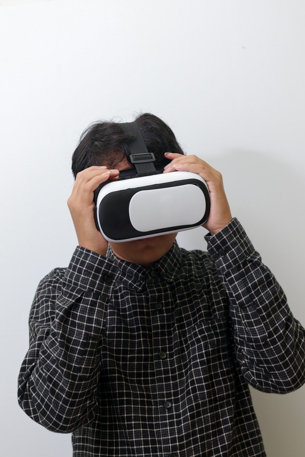 a man wearing a virtual reality headset