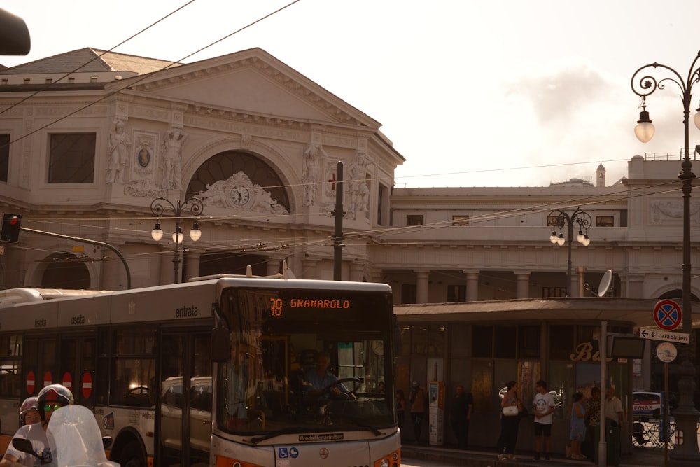 a public transit bus on a city street