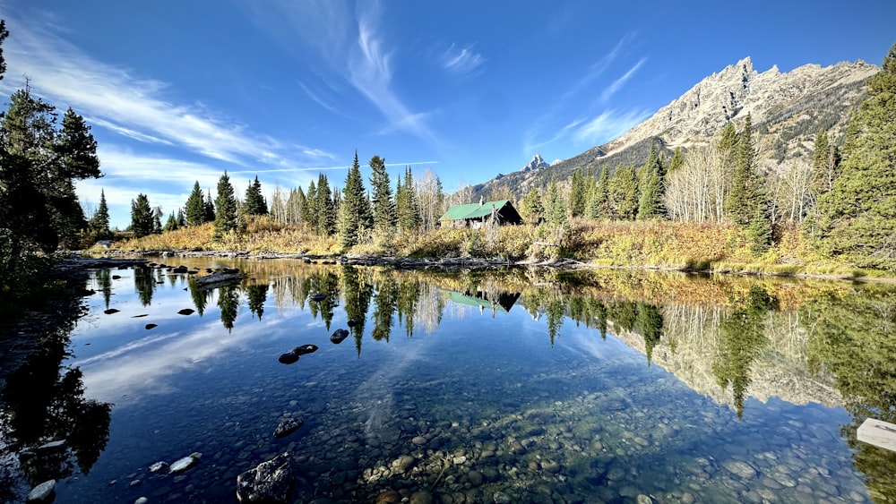 a mountain lake surrounded by trees and rocks