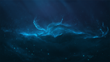 A serene cosmic scene depicting a nebula emitting a soft blue glow set against a dark, star-filled background. Wisps of the nebula stretch out in delicate, tendril-like formations, creating a tranquil and mysterious atmosphere.