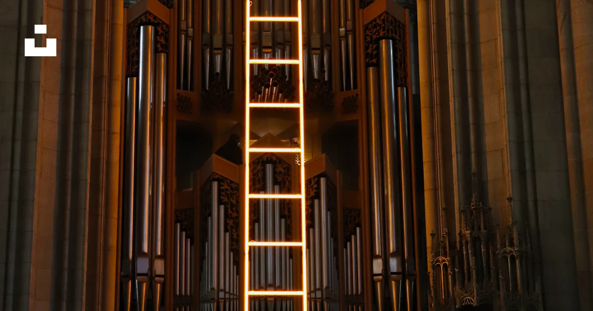 A ladder lit up in the middle of a church photo – Free Münster Image on ...