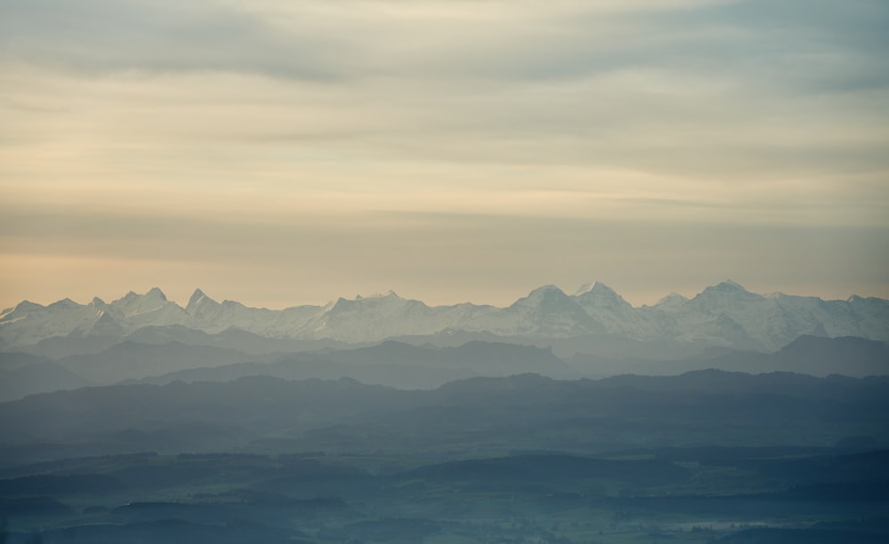 a view of a mountain range from an airplane